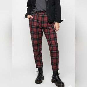 Vintage Red Plaid Trouser Pants Classic Preppy Punk Retro Classic Pleated 14